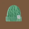 Gorro de punto de ochos verde menta para mujer y hombre, gorro de invierno cálido. - Verde esmeralda