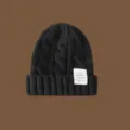 Gorro de punto de invierno negro para mujer y hombre, gorro de lana casual de moda. - Negro
