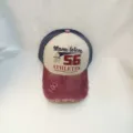 Vista de detalle cercana de la gorra de béisbol vintage desgastada, con estampado y visera. - 55-59 / Rojo Oscuro