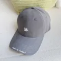 Grey baseball cap for women with LA embroidery, casual curved brim street style hat. - 55-59cm / Dark Gray