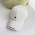 White baseball cap for women with LA embroidery and stylish brim quote, casual streetwear hat. - 55-59cm / White