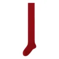 Red ribbed over-the-knee long socks for women, winter thermal knit thigh high stockings. - One Size / Thigh-High - Cherry Red
