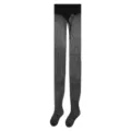 Sheer black polka dot pantyhose for women, lightweight summer hosiery with reinforced toe. - One Size / Deep Black