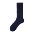 Calzini da donna a coste con trecce blu navy, calze invernali spesse in cotone tinta unita. - Taglia unica / Blu Marino