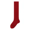 Red ribbed wool women socks calf high winter warm knit socks premium quality soft hosiery - One Size / Calf Length - Cherry Red