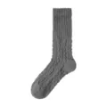 Calzino Grigio Spesso in Maglia Treccia da Donna Inverno Caldo Colore Unito Cotone - Taglia unica / Grigio Melange Scuro
