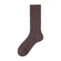 Calzini da donna al polpaccio in spessa maglia a trecce marrone scuro classico. - Taglia unica / Cacao
