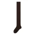 Brown ribbed over the knee socks winter high tube wool blend warm hosiery for women - One Size / Thigh-High - Dark Tea Brown