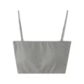 Grey ribbed cotton blend tube top with adjustable spaghetti straps for women daily wear - M / Marl Grey