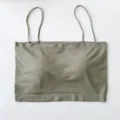 Seamless ribbed camisole bra with built-in pads, solid color tube top underwear for women. - One Size / Gray-Green - Short Style