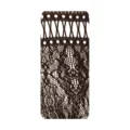 Women black lace fishnet tights summer sexy mesh pantyhose unique asymmetric design - One Size / Coffee