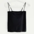 Schwarzes Damen Tanktop Top mit integrierten Brustpolstern Bustier Unterwäsche Basic - Einheitsgröße / Schwarz-Lang