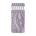 Purple lace sheer tights detail shot, elegant mesh pattern for women summer fashion style. - One Size / Light smoke purple