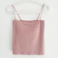 Rosa trägerloses Unterhemd mit integrierten Pads, bequeme gerippte Damen Basic Unterwäsche. - Einheitsgröße / Hellrosa - Lange Version