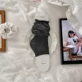 Jambières étrier style ballet pour femmes, chaussettes empilées minces avec poignets. - Taille unique / Étrier Ample / Gris foncé