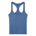 Blue ribbed modal cami top for women with built-in bra pad and button strap detail variant. - Masha Blue