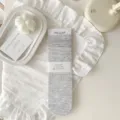 Women grey mid-tube stacking socks casual solid color cotton blend socks spring daily wear - One Size / Light Grey - Hollow Lace Trim