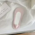 Pink invisible ice silk boat socks for women with anti-slip heel and comfortable cotton sole. - One Size / Sponge Cushion Invisible / Pink
