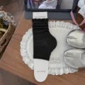 Koreaanse stijl zwarte gefrillde kant sokken, zoete ballet stijl doorschijnende beenwarmers. - Zwart