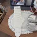 Koreaanse witte sokken zonder voet met volants, zoete balletstijl doorschijnende sokken. - Wit