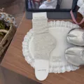 Koreaanse stijl dunne dames sokken met ajour stip design voor een zoete balletstijl look. - Beige Grijs