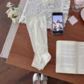 White Stirrup Leg Warmers Knit Hollow Out Ballet Style Calf Socks For Spring Summer - Hollow-out Stirrup / Milk White