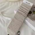 Women striped stack socks, casual cotton mid-tube socks, beige daily wear variant style. - One Size / Oatmeal - Coffee Thin Stripes