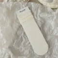 Women solid color frilly crew socks, comfortable ribbed cotton casual hosiery for daily wear. - One Size / Milky White - Small Lace Style