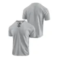 Détails recto verso du t-shirt à manches courtes gaufré gris pour homme avec col lacé. - Gris