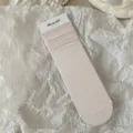 Pink modal cotton ruffle mid-tube slouch socks, solid color cute Japanese style socks. - One Size / Light Pink - Small Lace Trim
