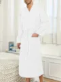Witte Wafel Badjas Heren Lange Nachtkleding met Riem en Zakken Lente Casual Stijl - S / Badjas (DF-131) / Wit