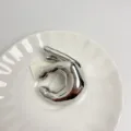 Detailed view of a silver metal OK gesture brooch, stylish minimalist fashion pin accessory. - OK Gesture Style (Z-957) / Silver