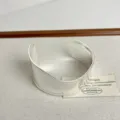 Wide silver cuff bracelet, minimalist glossy open metal bangle for daily fashion styling. - Simple Shiny Style (Y-222)