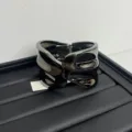 Black electroplated wide open metal bangle stylish cool geometric cuff bracelet for women - Streamlined Wave Style (Z-1321)