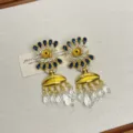 Vintage Or Mauvais Oeil Boucles D Oreilles Bleu Cristal Strass Femme Bijoux Mode Luxe - Boucles d'oreilles Œil maléfique en strass bleu Z-3537 (tiges en argent S925)