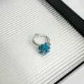 Handmade blue starfish wire wrapped ring detail view, summer style niche fashion jewelry piece. - Style C (X-454)