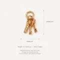 Small gold copper triple key charm for DIY jewelry handmade crafts with dimensions - No.11 Key Pendant