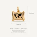 Gold world map scroll pendant in copper, size 14.7x12.7mm, weight 1.7g for jewelry DIY - No.9 Gold Bag Pendant