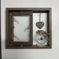 Creative rotating brown wooden photo frame with memorial heart pendant and glass jar decor - Coffee Vertical (Pet Version) / 6 Inch