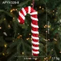 Red and white glitter candy cane Christmas tree ornament with soft pom-poms decor - Candy Cane (17.5g)