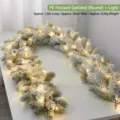Premium 1.8m snow-flocked Christmas garland with warm LED lights for festive table decor - PE Flocked Garland (Round Style) with Lights / 1.8m x 20cm / Snowy Green