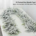 1.8m snow flocked PE needle pine garland for Christmas table and window decoration - PE Flocked Needle Garland / 1.8m x 20cm / Snowy Green