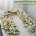 1.8m pre-lit flocked Christmas garland with warm LED lights and snowy white finish - PE Flocked Garland (Needle Style) with Lights / 1.8m x 20cm / Snowy Green
