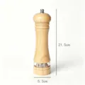 Molinillo de pimienta profesional de madera natural con núcleo cerámico 21,5 cm altura - Roble Color Natural + Acrílico 8 Pulgadas (En Bolsa)
