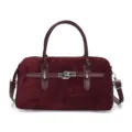 Sac Boston vintage en daim bordeaux avec boucle de ceinture et bandoulière amovible - Sac Unique / Bordeaux
