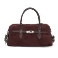 Sac Boston vintage en daim bordeaux avec boucle de ceinture et sangle ajustable - Sac Unique / Marron