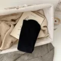 Début automne femmes chaussettes noires côtelées coton mi-haut décontracté usure quotidienne - Taille unique / Noir