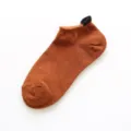 Women ankle socks rust brown contrast black heel casual cotton boat sock breathable footwear - One Size / Caramel color
