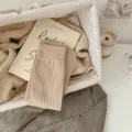 Chaussettes femme automne en coton côtelé mi-haut, beige uni style chaussettes empilées. - Taille unique / Kaki