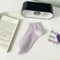 Calcetines cortos de verano de algodón fino transpirable para mujer, morado claro. - Talla única / Púrpura